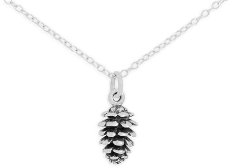 Sterling Silver Pinecone Necklace – Dainty Nature Charm Jewelry for Women – 18 Inch Cable Chain – Handmade Gift for Hikers, Gardeners, Nature Lovers – CY Design Studio