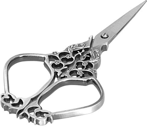 Stickschere, Vintage Classic Pflaumenflaschenschere Edelstahl-Nähschere für Stickerei, Nähen, Basteln, Kunstwerke und den täglichen Gebrauch(graues Silber)