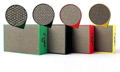 Z-LION Sanding Blocks Diamond Hand Polishing Pads Electroplated Professional for Glass Stone 4 Pcs Set