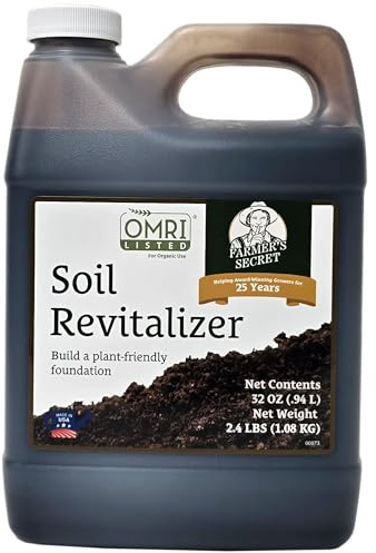 Farmer’s Secret Soil Revitalizer (32oz) - Organic (OMRI Listed) Beneficial Microbe Booster - Activated Humic Acid - Liquid Compost Soil Amendment