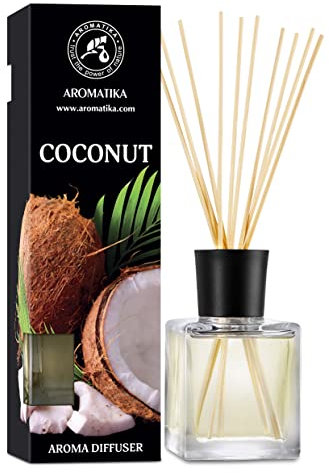 Difusor de Aroma de Coco 200ml - Difusor de Lengüeta - Fragancia para Habitación - Fragancia para Hogar - Ambientador - Idea de Regalo