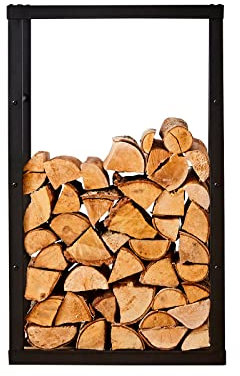 Neo Medium Black Firewood Log Rack Storage 100x60x25cm Holder Metal Shelf Stand Tall Steel