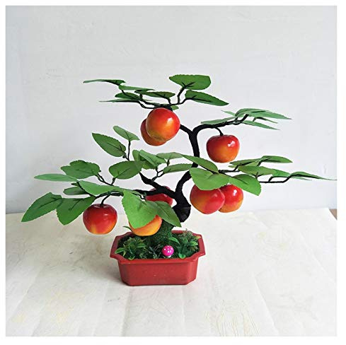 Pianta Artificiale in Vaso da frutto Finto Bonsai Pianta Finta con Vaso di plastica per la Decorazione del Giardino dell'ufficio Domestico (Mele)