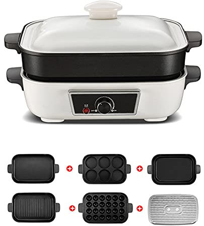 Generic Barbacoa eléctrica profesional 6 en 1, multifunción, multifunción, Takoyaki, sartén, dorayaki, parrilla coreana, juego de multiplacas antiadherentes D