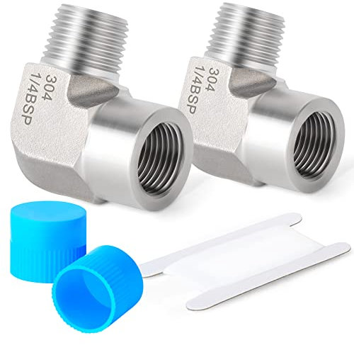 ERGAOBOY 2 Pcs 1/4 Femmina BSP x 1/4 Maschio BSP Filettatura In Acciaio Inox Forgiato 90 Gradi Connettore A Gomito SUS 304 Raccordi Per Tubi