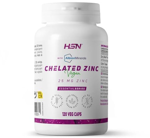HSN Zinc Bisglicinato Albion™ 25mg con Cobre | 120 Cápsulas | Vegano