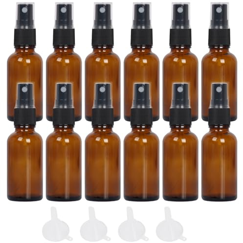 Topsky 12 × 30 ml sprayflaskor tomt glas, den har en atomiseringsfunktion och en anti-ultraviolett effekt, för eteriska oljor, parfymer, fast (brun)