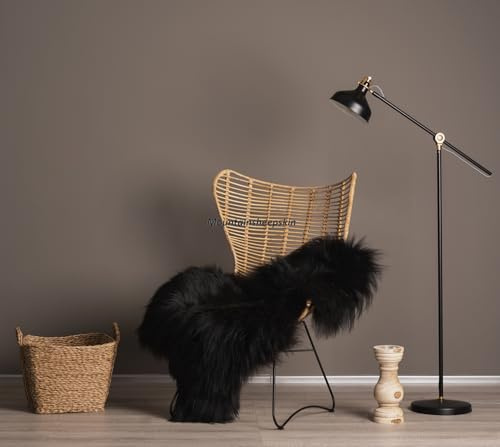 Tannery Sheepskin Schaffell Natürliche Schwarz isländische Teppiche, Amazing Schaffell, Schafsleder, Schafsleder Bereich, Teppiche, Teppich, Teppiche Lange Wolle (130cm/70cm)