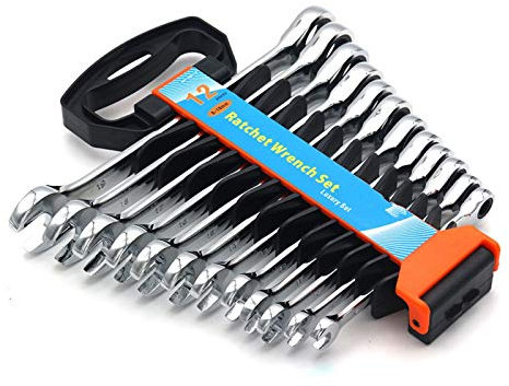 Juego de llaves,Llave 1 pcs 8-19mm Llave de carraca Juego de llaves inglesas de multiherramientas Cabeza fija Pulido opaco Alto par de torsión Herramienta de mano multifuncional empaquetada en basti