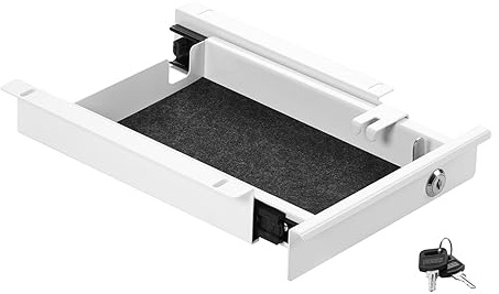CAVO Dokumentenschublade aus Stahl 220 mm weiß Schreibtischschublade | abschließbar mit Kabeldurchführung von SOTECH