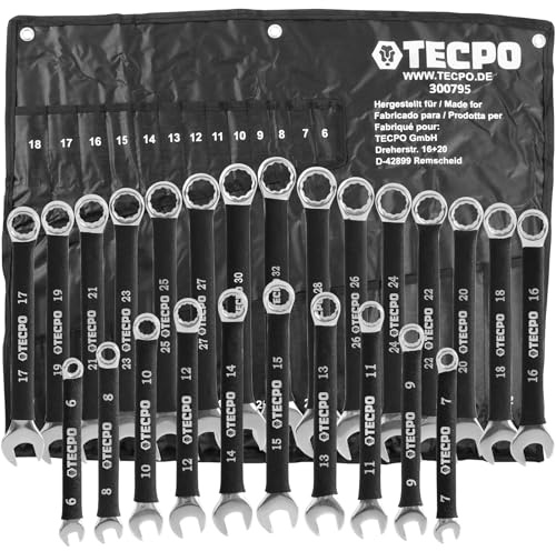 TECPO Maul-Ringschlüssel Satz 6-32 mm Rutschfest 25 Teile Ring Maulschlüssel Set