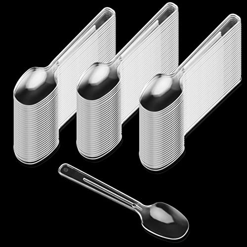 ZEONHEI 200 Pack 4 Inch Clear Plastic Spoons, Mini Dessert Spoons, Transparent Small Plastic Teaspoon Tableware for Kitchen, Party, Dessert Station