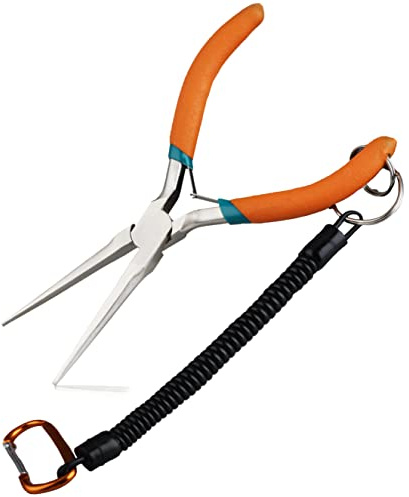 LEONTOOL Mini Needle Nose Pliers for Jewelry Making with Smooth Jaw 6 Inches Needle Remover Pliers with Lanyard Small Needle Nose Pliers for Bending Wire and Small Object Gripping, Yellow Green