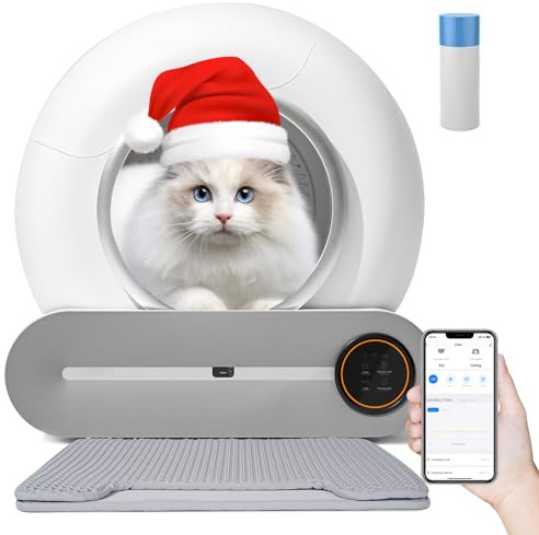 TaFoyu Selbstreinigende Katzentoilette,Automatische Katzentoilette,APP-Steuerung intelligente Katzentoilette,ionischer Desodorierer/Gesundheitsmonitor/65L+9L mit großem Fassungsvermögen mit Matte