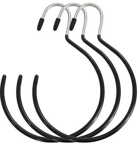 XGNG 3PCS Black Non-Slip Belt Rack Tie Hanging Hooks Closet Accessories Scarf Ring Hangers Scarf Organizer Storage Holders for Ties Scarves Belts Tank Tops Pashminas