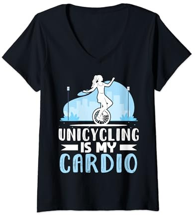 Einrad Fahrrad Lustiges Training Lernen Radfahren T-Shirt mit V-Ausschnitt