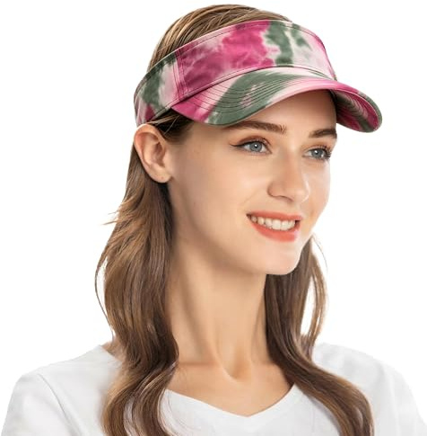 ZLYC Summer Sun Visor Cap Print Sports Tennis Visors Hat for Women Girls | Foldable Cooling Visor Sport Cap for Jogging Running,Golf,Tennis,Hiking
