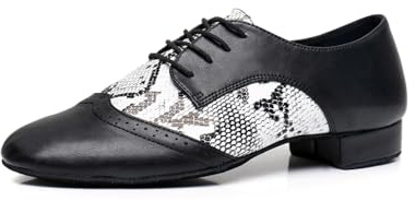 SWDZM Zapatos De Baile De Salón De Cuero Estándar De Los Hombres De La Práctica De Tacón Bajo,8011,Negro,Ante,43 EU