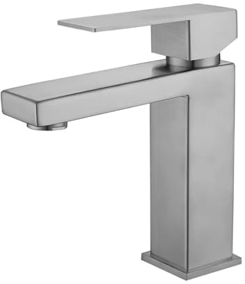 Badarmatur aus gebürstetem Gold, Einlochmontage, moderne Waschraumarmatur, Einhebelmischer, Waschbeckenarmatur aus Edelstahl 304 (Color : Brushed)