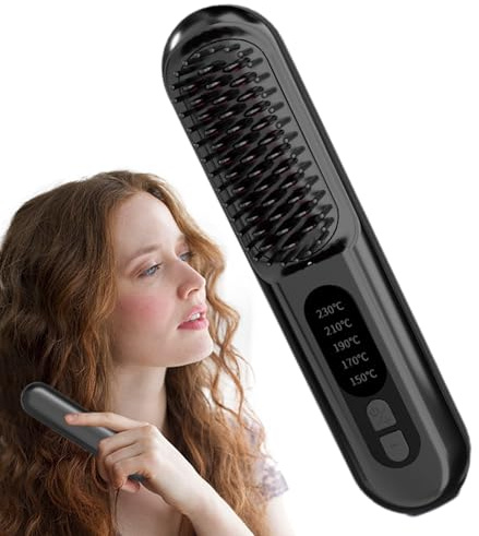 Dranng Spazzola per lisciare i capelli senza fili, Spazzola per lisciare i capelli - spazzole per piastra a ioni calde senza fili | Antiscottatura, 5 impostazioni di temperatura, strumenti per lo