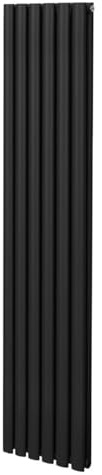 Radiador De Columna Ovalada 1800mm x 360mm Vertical | Negro | Acero | Montado en pared | Kit de fijación y soportes + Cepillo de limpieza GRATIS | Calefacción estufa calefactor