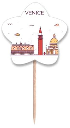 Venice Italy - Palillos de dientes planos con diseño de monumento histórico, con etiqueta de estrella