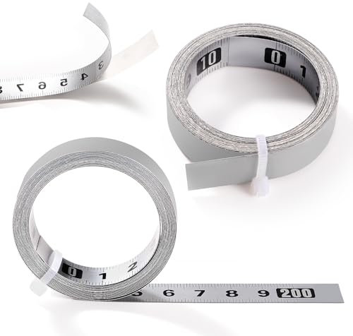 YIXISI 2 Pezzi 2m Nastro di Misurazione Autoadesivo, Righello Autoadesivo con Sistema Metrico, Metro a Nastro Autoadesivo, Sinistra a Destra Metro a Nastro, per Banco Lavoro e Macchine, Argento