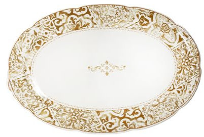BRANDANI Vassoio da portata ovale new bone china collezione Excalibur 50x35 cm