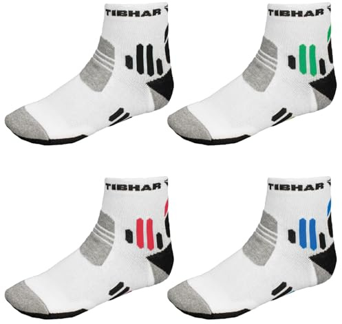 Tibhar Tischtennis Socken Tech II | Sportsocken | Funktionssocken Herren | weiße Socken (45-47, weiß-schwarz)