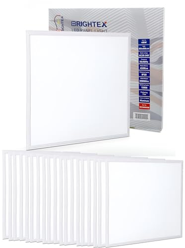 Brightex, Pack of 20 LED Panel Lights 600x600mm Square, 48W, 4320 Lumens Each, Cool White 6500K, Day Light 4000K Recessed Ceiling Light for Offices, Schools, Hospitals (Cool White 6500K)