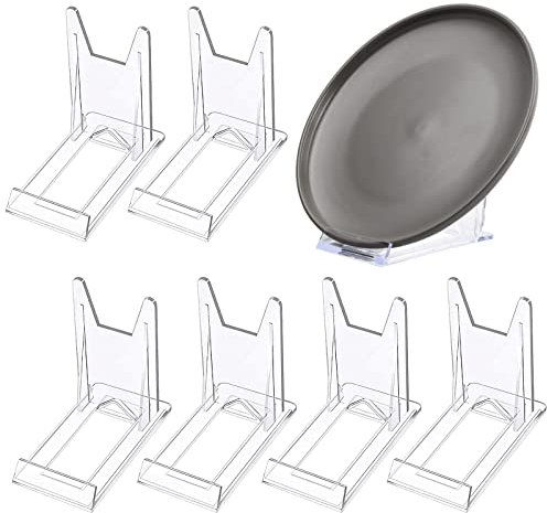 Dewocke 6 Stück Acryl Ständer, Kunststoff Aufsteller Ständer, Tellerständer, Verstellbare Dekotellerhalter, Mini Staffeleien für Bücher Bilderrahmen CD Deko Aufsteller Fotodisplays