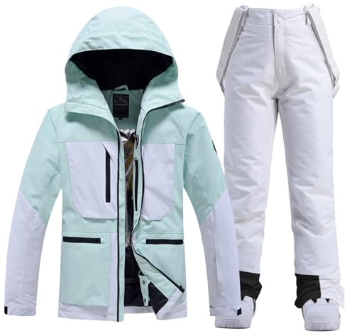 HOTIAN Conjunto de chaqueta y pantalones de esquí para mujer, 2 piezas, traje de esquí para mujer, resistente al agua, cortavientos, invierno, exterior, cálido, esquí, ropa de esquí para mujer, 167