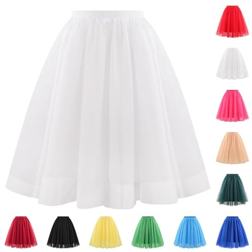 Jupe en tulle pour femme - Tutu des années 50 - Rétro - Ballet - Rockabilly - Multicolore - Taille multicouche - Jupon de princesse - Robe de bal - Robe de soirée - Accessoire cosplay, Blanc-ba, XXL