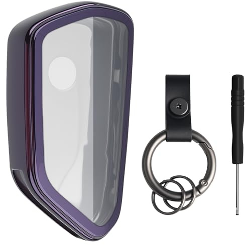 LbsAMP 3 Tasten Autoschlüssel Hülle Kompatibel für VW Golf 8 GTI ID3 ID4 Formentor Leon Skoda Enyaq Schlüsselhülle Schlüssel Cover Schlüsselschutz Schutzhülle mit Schlüsselanhänger - Lila