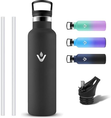 Grsta Borraccia Termica, Borraccia 1 litro a Prova di Perdite, Riutilizzabile Bottiglia Termica, Borracce Termiche con Cannuccia, Borracce Acciaio Inox Senza BPA per Ciclismo, Sport, Viaggio