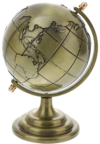KICHOUSE 1pc Retro Bronze Iron Rotating Globe Decor Creative Globe Adornment for Home Office Shop Unique Desktop Ornament with Sturdy Iron Craftsmanship for Landscape Display