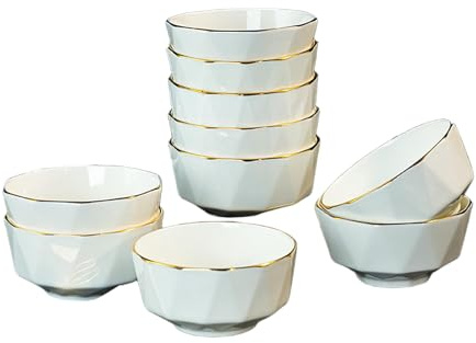 Lot de 10 bols à riz ronds en porcelaine blanche résistante aux hautes températures