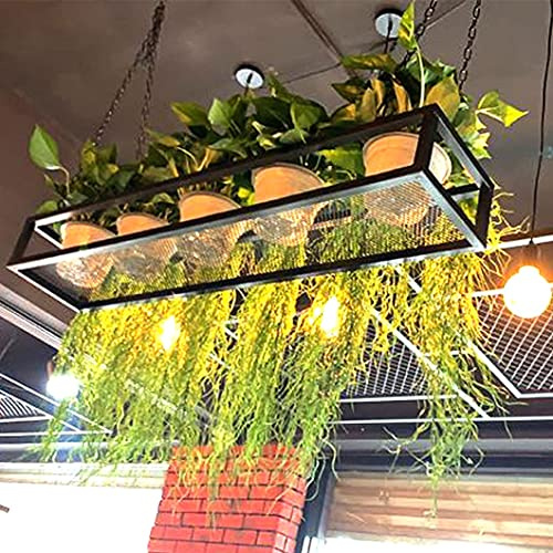 Black Metal Ceiling Shelf Pot Rack - Creative Hanging Cookware Storage for Kitchen, Bar, Garage & Restaurant - 80x25x15cm Durable Iron Frame