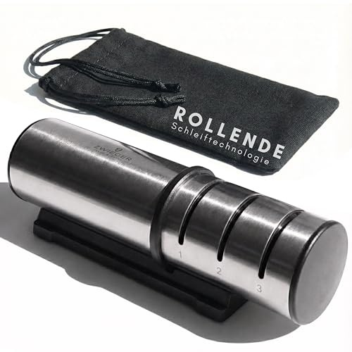 ZWIEGER Diamant Messerschärfer Profi mit Rollschleifer-Technologie | 3 Stufen: 2 Diamant-Rollen & 1 Keramik-Rolle – Messerschleifer mit moderner Rollschleifer-Lösung – rutschfester Boden