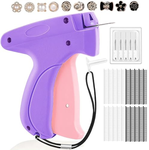 wohot Stitchy Quick Clothing Fixer, Stitch Gun Schnelles Fixiergerät für Kleidung Stichpistole Kleidung Nähpistole Kleidung, Kleidungsfixiergerät Mit 5 Nadeln 3000 Plastiknadel 10 Brosche Knöpfe