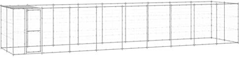 Outdoor-Hundezwinger mit Überdachung, Hundehütte für mittelgroße bis große Hunde, Ausreichend Bewegungsfreiheit, 990x220x180 cm Silber Verzinkter Stahl