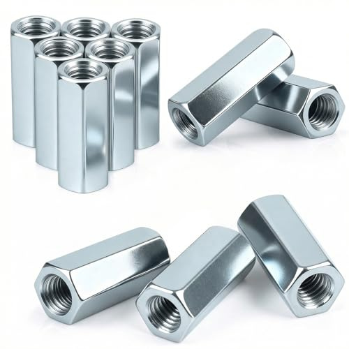 qjuwhua Langmutter M12 x 38mm Verbindungsmuttern 20 Stück Gewindehülsen Verzinkt Stahl Sechskant Gewindemuffen Distanzmuffen Verlängerungsmutter für Haushalts Bürogeräte Montageschrauben