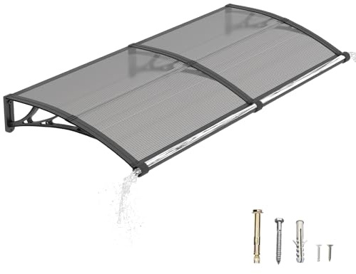 DAWNINGHOMM Front Door Canopy Outdoor Awning with Drainage, 80×150cm