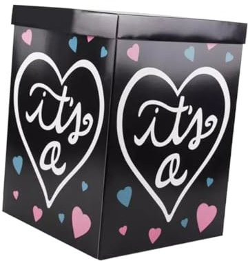 HOMOBABE Scatola Rivelatrice del Sesso in Carta Nera per Feste di Compleanno, Scatola Decorativa per Palloncini Gender Reveal, Contenitore Pieghevole per Annunci di Nascita e Shower