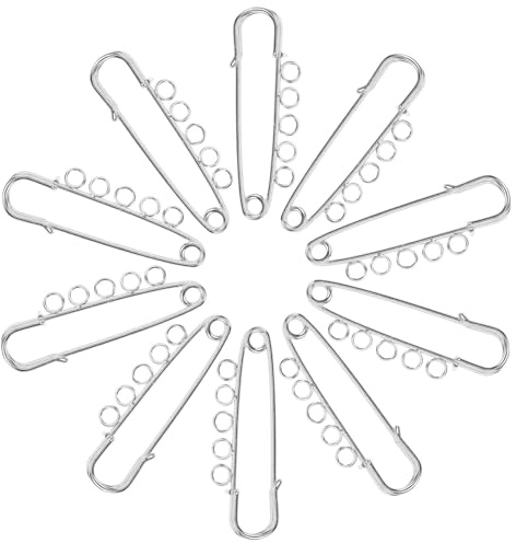 Mobestech 10 Piezas Imperdibles de Metal con 5 Agujeros, Broches de Seguridad de 5 Cm para Manualidades, Alfileres para Ropa, Pin de Artesanía y Decoración DIY