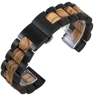 Quick-release klockarmband Träarmband Unisex ersättningsarmband(Black and Yellow,22mm)
