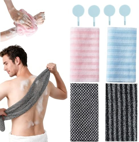 Serviette De Douche Exfoliante, 2/3/4 Serviette Exfoliante, Unisexe, Convient Pour Les Voyages, Le Sauna Et Les Soins Corporels Quotidiens (4PCS)