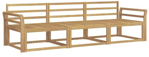 Mhdvray Outdoor-Sofagarnitur 3-teilig aus Akazie Massivholz, Modulares Gartensofa Set mit Armlehnen für Terrasse und Garten, Lounge-Sofa wetterbeständig, Weiß, 254 x 83 x 73 cm