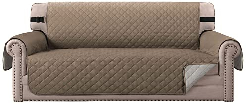 BellaHills Fundas de sofá Impermeables Fundas de sofá de 3/4 plazas Protectores de sofá para Perros/Mascotas/Fundas de Muebles para niños Impermeables (4 plazas, marrón/Beige)
