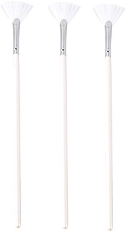 Lurrose 3pcs Mask Brushes Manico Lungo a Forma di ventaglio Maschera Professionale per la Cura della Pelle Pennelli Fai da Te